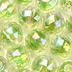 UVメッキ透明アクリルヨーロピアンビーズ  大穴ビーズ  ラウンド  芝生の緑  13.5x13mm  穴：4mm OACR-F004-03B-1