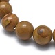 Natural Wood Lace Stone Bead Stretch Bracelets BJEW-K212-B-041-3