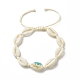 Bracelet de cheville en perles tressées en coquille de cauri naturel pour femme AJEW-AN00527-01-1