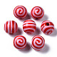 Painted Natural Wood European Beads WOOD-S057-030E-1