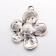 Impostazioni pendenti della lega di strass stile tibetano antico di fiori in argento X-EA11948Y-3
