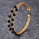 Bracelet manchette en fil de laiton avec perles rondes BX4244-3