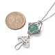 Ожерелье-подвеска со сменным держателем и натуральным зеленым авантюрином для женщин NJEW-JN04631-01-3