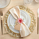 人工バラの花布ナプキン リング  合金とプラスチックのイミテーションパールホルダーバックル付き。  結婚披露宴、誕生日パーティー、ディナーテーブルの装飾に。  ゴールドカラー  5x56.5mm  内径：47mm AJEW-WH0314-75-5