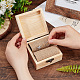 正方形の木製指輪収納ボックス  ワードミスター＆ミセスの刻印リングギフトケース、黄麻布マット付き  レモンシフォン  9.6x9x5cm CON-WH0086-062-3