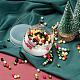 300Pcs 5 Colors Christmas Theme Baking Painted Glass Pearl Round Beads HY-FS0001-02-6