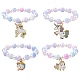 Bracelet extensible en perles de verre avec breloque licorne en alliage émaillé pour enfants BJEW-JB09555-1