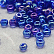 8/0グレードの丸いガラスシードビーズ  透明色の虹  藤紫色  8/0  3x2mm  穴：1mm  約10000個/袋 SEED-Q010-3mm-F544-1
