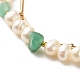 Braccialetto a doppio strato con avventurina verde naturale e perle di perle X1-BJEW-TA00025-03-4