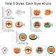 SUNNYCLUE 1 Box 200Pcs 5 Styles Halloween Cabochons Resin Ornaments Ghost Pumpkin Bat Cap Flat Back Scrapbook Embellishment Charms for DIY Brooch Earring Decoration Mobile Phone Case Accessories CLAY-SC0001-20-2
