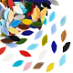ガラスカボション  モザイクタイル  家の装飾やdiyの工芸品  葉  ミックスカラー  12.5x8.5x1.8mm  170グラム  約140個/箱 GLAA-FG0001-07-1