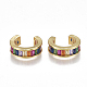 Brass Micro Pave Cubic Zirconia(Random Mixed Color) Cuff Earrings EJEW-S201-57-1