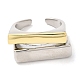 Двухцветное латунное прямоугольное открытое кольцо-манжета для женщин с покрытием стойки RJEW-A016-02P-1