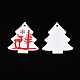 クリスマスのテーマ スプレー塗装の木製ペンダント  片面プリント  トナカイ/クワガタのクリスマス ツリー  ホワイト  49x43x2.5mm  穴：2mm WOOD-N005-53A-2