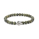 Bracelet extensible en perles de tortue de mer ronde et alliage de pierres précieuses pour femme BJEW-JB08579-3