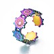 304 anneau de manchette enveloppé de fleurs en acier inoxydable RJEW-N038-067-5