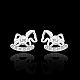 Rocking Horse Silver Color Plated Brass Cubic Zirconia Stud Earrings EJEW-BB09818-2