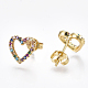 Brass Micro Pave Cubic Zirconia Ear Studs EJEW-S201-44-1