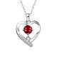 Silver Plated Brass Cubic Zirconia Heart Pendant Necklaces NJEW-BB02981-B-1