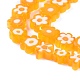 手作りミッレフィオーリガラスビーズ連売り  花  オレンジ  6.4~9x3.2mm  穴：1mm  約56個/連  15.75''（40センチメートル） LAMP-J035-8mm-08-2