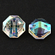 2-Hoyo botones de octágono de acrílico Diamante de imitación de Taiwán BUTT-F016-21mm-15-2