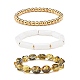 3pcs 3 tubes incurvés de style et ensemble de bracelets extensibles perlés ronds BJEW-JB07648-3
