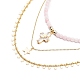 3pcs 3 style colliers pendentif croix et étoile en quartz rose naturel sertis de chaînes en laiton NJEW-JN04032-2