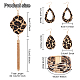 Anattasoul boucles d'oreilles pendantes en forme de larme à imprimé léopard et bracelet multi-rangs et collier à pendentif pampille AJEW-AN0007-08-2
