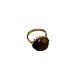 天然タイガーアイのハーフラウンド調節可能なリング  黄金の真鍮の指輪  ゴールドカラー  内径：18mm PW-WG44366-01-3