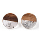 Плоские круглые серьги-гвоздики из смолы и орехового дерева с 304 штифтом из нержавеющей стали для женщин EJEW-TADZ0001-01S-2