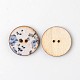 Printed Flat Round 2-Hole Wooden Buttons BUTT-K002-32L-07M-2