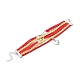 インフィニティラブハートスペインワードチャームマルチ連ブレスレット  男性女性のための編みこみの革コードの国旗のブレスレット  銀  レッド  7-1/8インチ（18cm） BJEW-C008-01-2