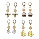 4 Paar 4 Stile Bienen- und Blumenlegierungs-Emaille-Ohrhänger für Damen EJEW-JE05594-1