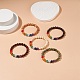 5Pcs 5 Style Natural Wood & Mixed Gemstone Round Beaded Stretch Bracelets Set BJEW-JB08815-2