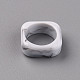 正方形の不透明な樹脂の指輪  天然石風  ホワイトスモーク  usサイズ6 1/2(16.9mm) RJEW-S046-003-B01-3
