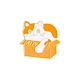 紙箱のブローチに入った漫画の猫  かわいい動物合金エナメルピン  服のバックパック用キティバッジ  ダークオレンジ  25x30mm PW-WG49573-01-1