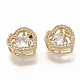 Brass Micro Pave Clear Cubic Zirconia Charms ZIRC-T011-21G-NF-2
