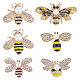 Wadorn 6 pièces 6 épingles en émail style abeilles avec perles d'imitation JEWB-WR0001-03-1