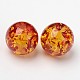 Perles de résine d'ambre d'imitation, or, ronde, environ 16 mm de diamètre, Trou: 3mm