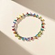 Colorful Glass Seed Beaded Charms Stretch Anklet for Women AJEW-AN00531-4