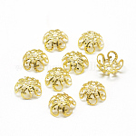 Cappucci di perline fantasia in ferro placcato, fiore, 5 -petal, filigrana, oro, 9.5x4.5mm, Foro: 1 mm, circa 125pcs/10g