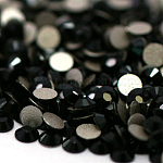 Perle en verre de dos plat, Grade a, dos plaqué, facette, demi-rond, jet, 3.8~4mm, environ 1440 pcs / sachet 
