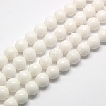 Chapelets de perles en jade de Malaisie naturelle, ronde, teinte, perles, blanc, 8mm, Trou: 1mm, Environ 49 pcs/chapelet, 15.4 pouce