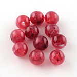 Perline gemma acrilici imitazione rotonda, rosso ciliegia, 8mm, Foro: 2 mm