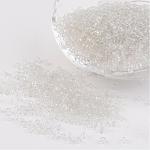 8/0 perles de rocaille en verre, transparent , ronde, blanc, 3mm, Trou: 1mm, environ 1097 pcs/50 g
