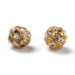 Messing Legierung Strass Perlen, Klasse A, Goldene Metall Farbe, Transparent, Größe: ca. 8mm Durchmesser, Bohrung: 1 mm