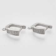 Brass Micro Pave Cubic Zirconia Hoop Earring Findings with Latch Back Closure KK-T048-022P-NF