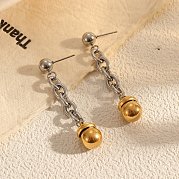 Круглые серьги-гвоздики с кисточками из нержавеющей стали JJ5063-1
