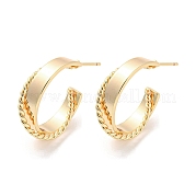 Brass Ring Stud Earrings EJEW-K264-08G