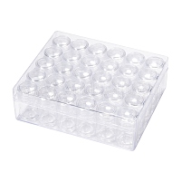 Plastic Bead Storage Containers, 24 Compartments, Rectangle, Clear,  19x13x2.2cm, Hole: 6x16.5mm, Compartment: 30x30mm